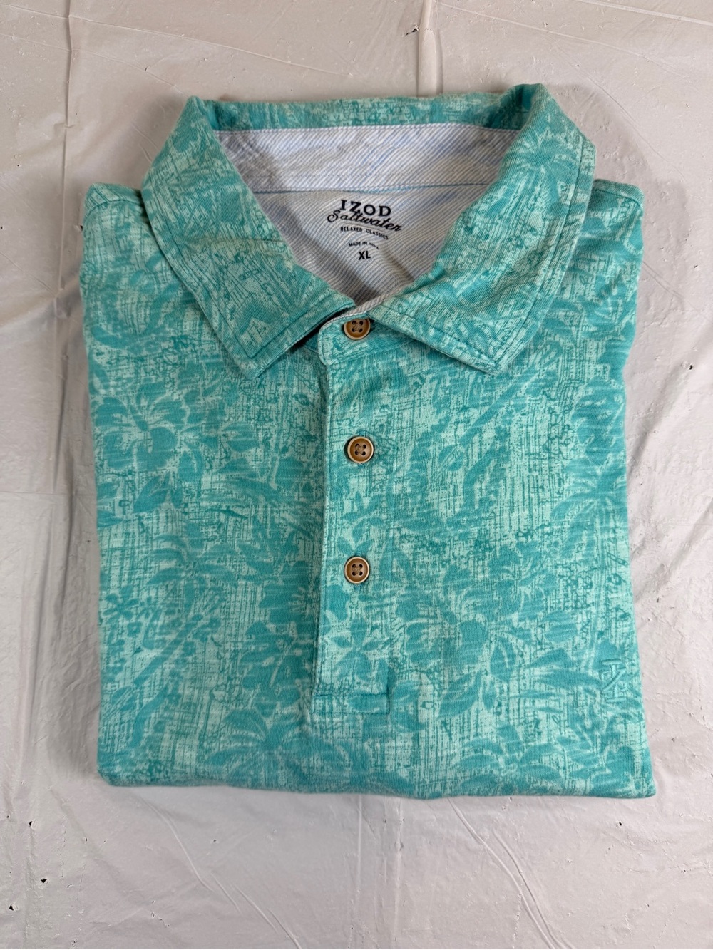 Men's Izod Saltwater Teal Floral Polo Size XL